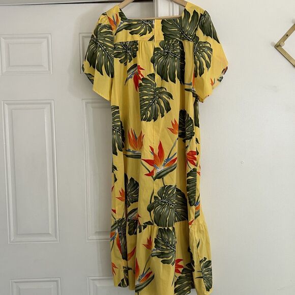 New Blue Hawaii Dress Size 2xl Hawaiian Sunny Yellow Tropical Floral MuMu NWT - Picture 8 of 10